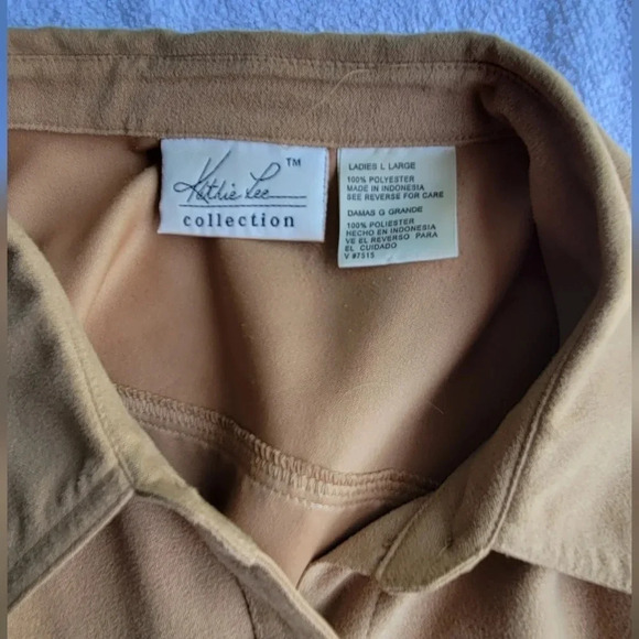 Kathie Lee Collection short Sleeve Mustard Button Down Vintage Large - Picture 8 of 10